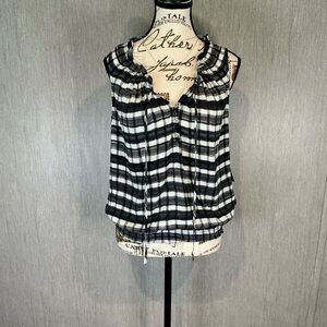 a.n.a Black and White Checkered Blouse Size P/L